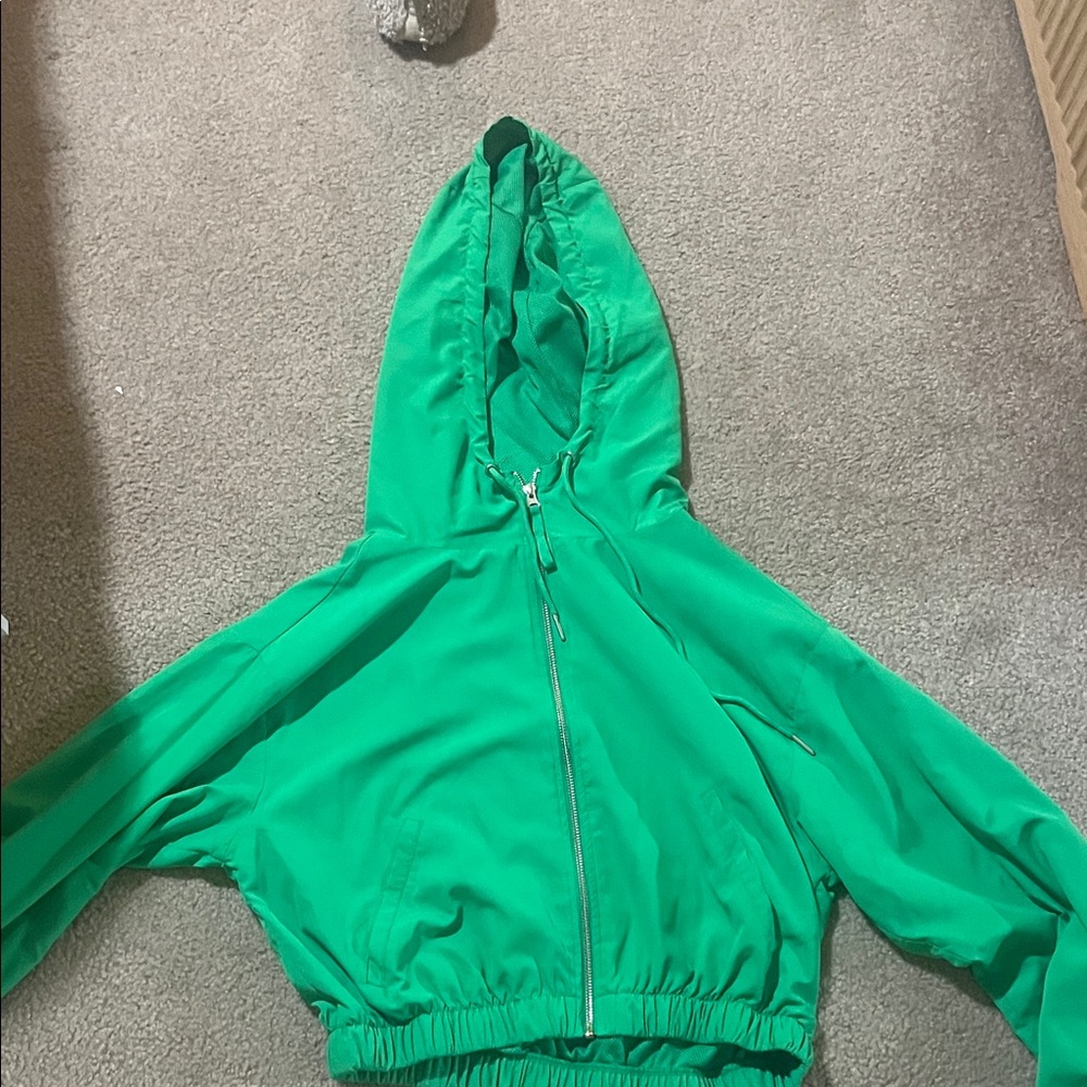 Forever 21 Green Bomber Jacket with Hood